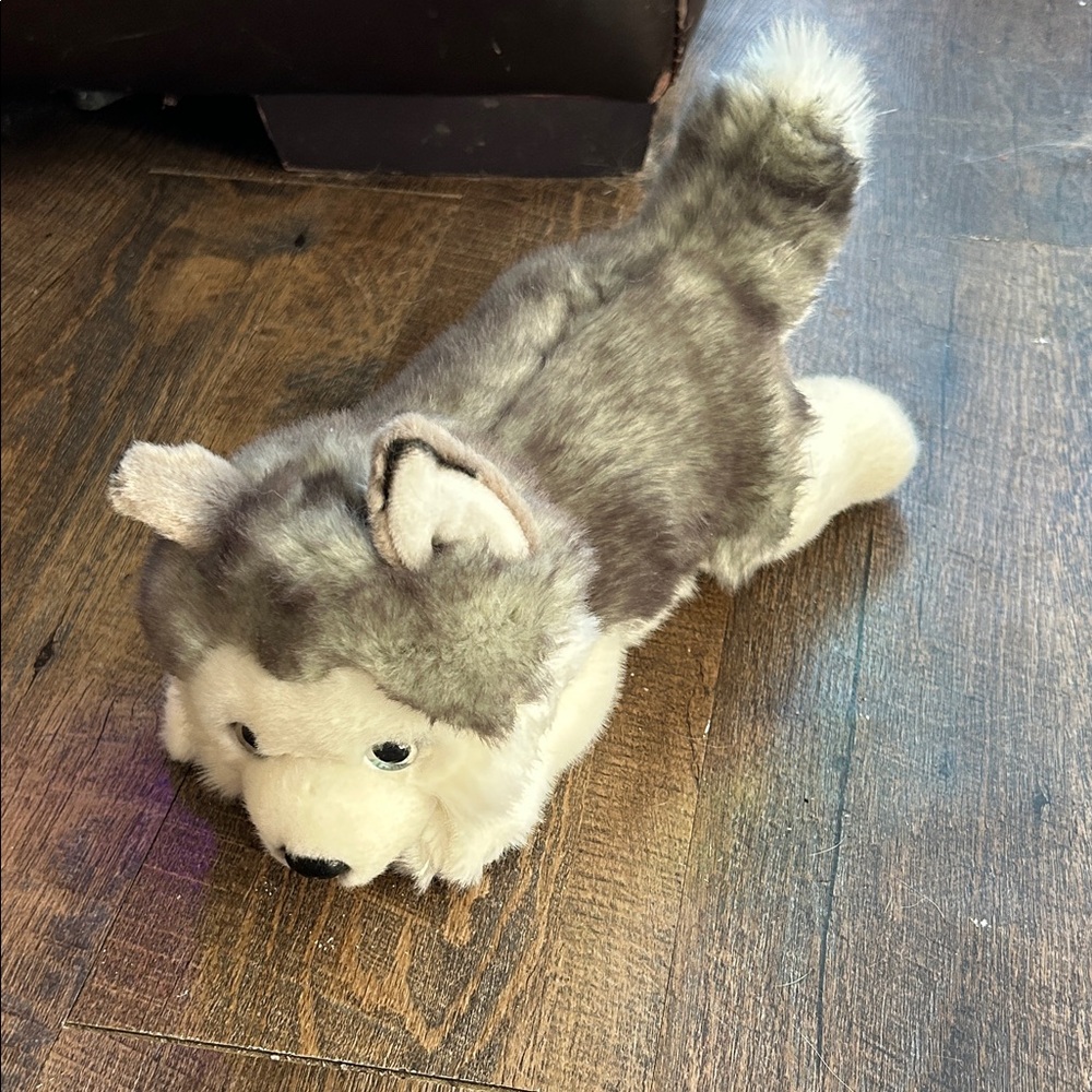 Aurora Miyoni Husky Plush Dog Toy 11"‎ Soft Stuffed Animal Blue Eyes Gray White